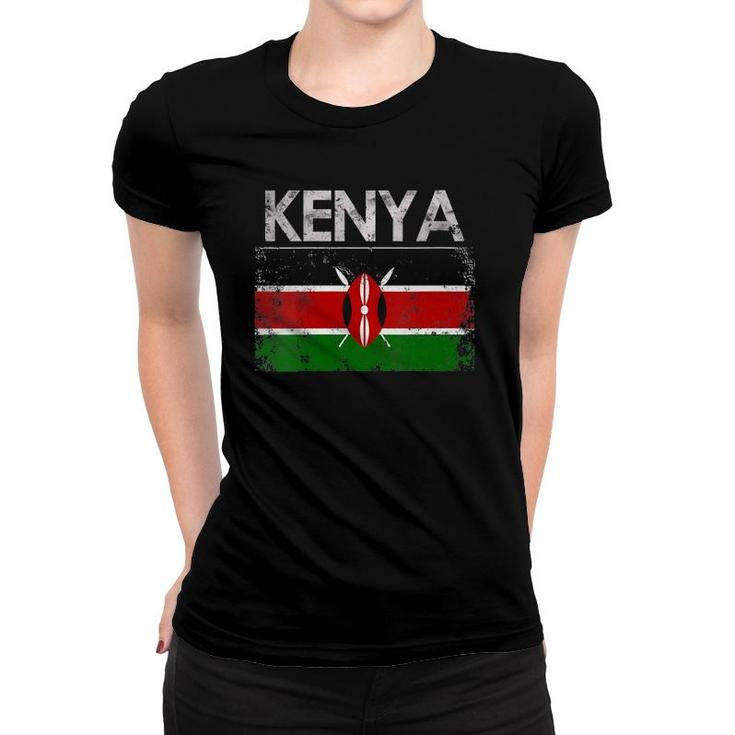 Womens Vintage Kenya Kenyan Flag Pride Gift V-Neck Women T-shirt