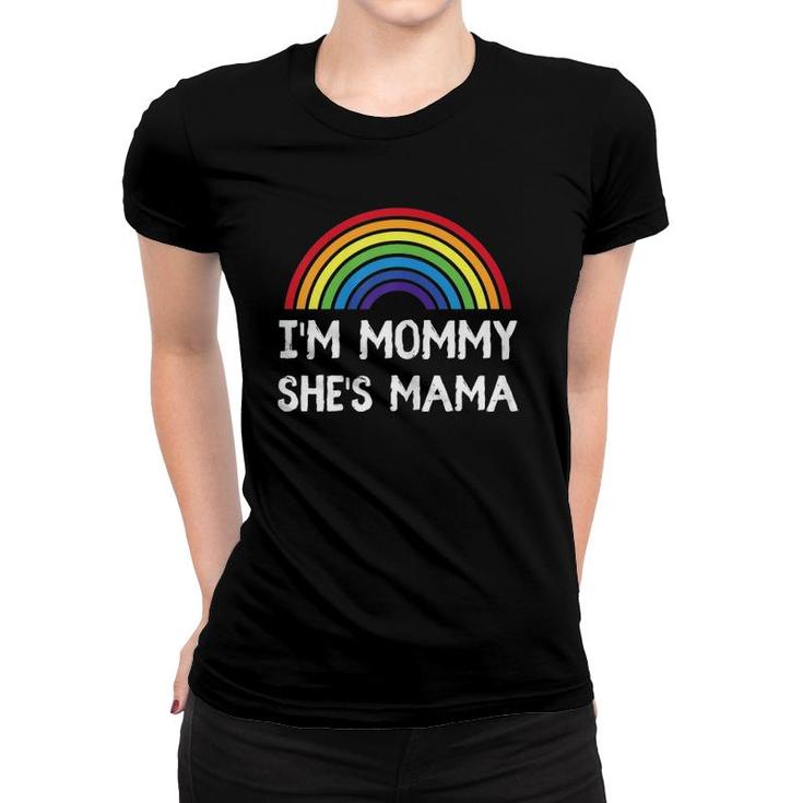 Womens Womens Lesbian 2 Moms Gay Lgbt Mothers Day Gift Matching Women T-shirt