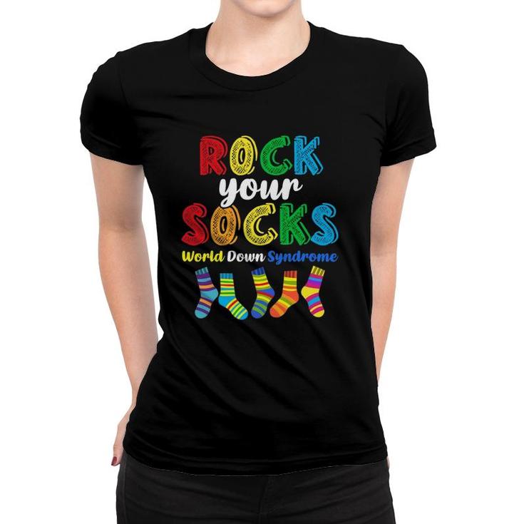 World Down Syndrome Rock Your Socks Awareness Ds Month Women T-shirt