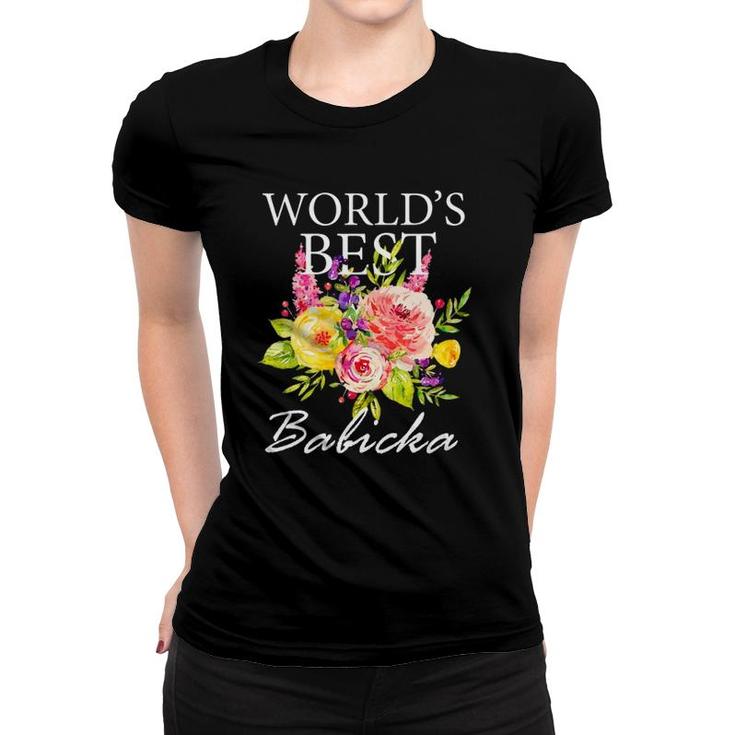 World's Best Babicka Slovakia Grandma Mother's Day Flowers Women T-shirt