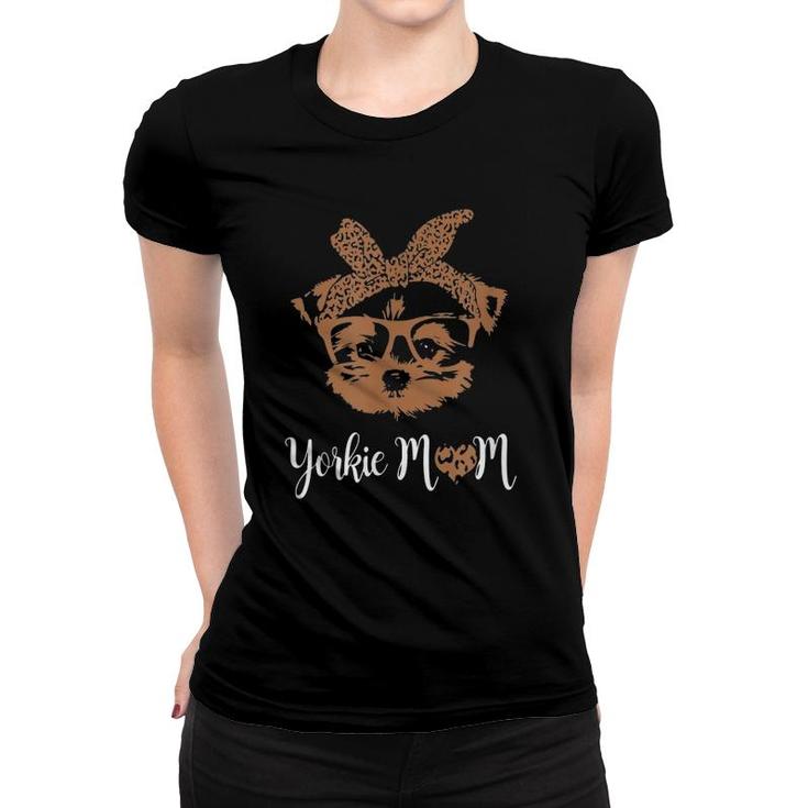 Yorkie Mom Leopard Print Dog Lovers Mother Day Women T-shirt