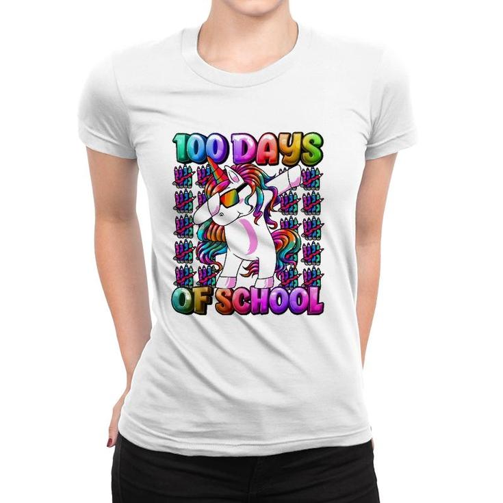 100 Days Of School Unicorn 100 Days Smarter 100Th Day Women T-shirt