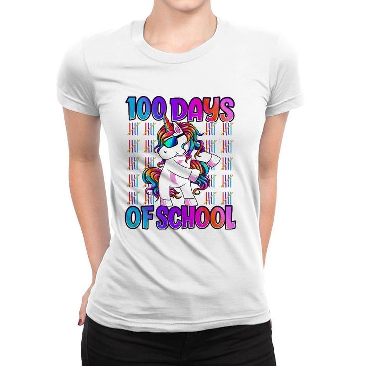100 Days Of School  Unicorn 100 Days Smarter 100Th Day Women T-shirt