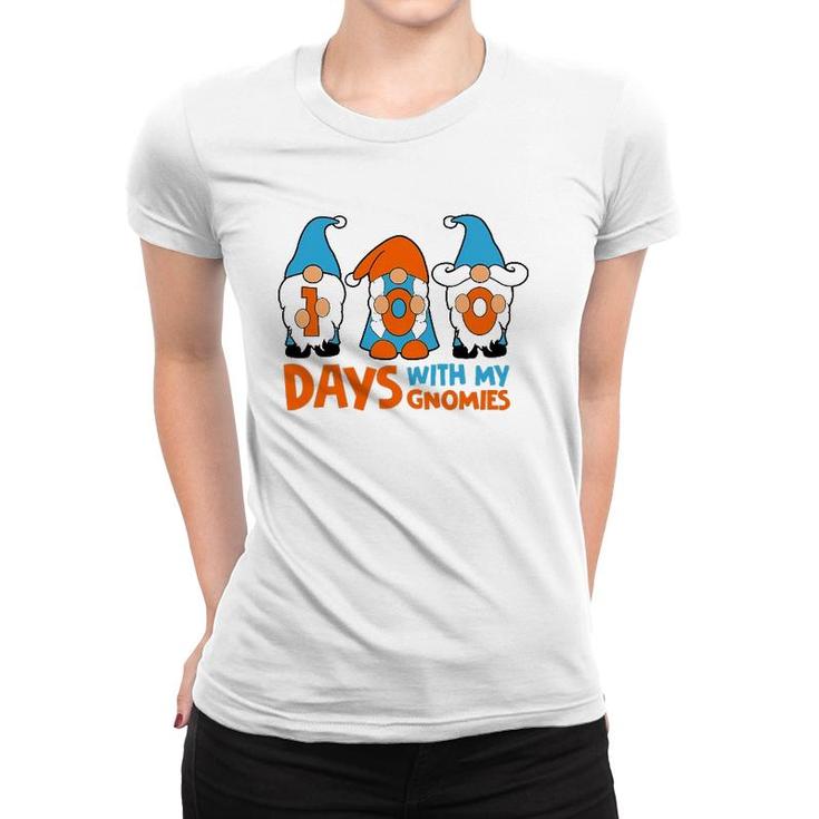 100 Days With My Gnomies Funny 100 Days Of School Women T-shirt