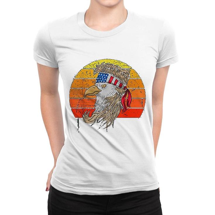 4th Of July Bald Eagle With Mullet American Usa Flag Women T-shirt
