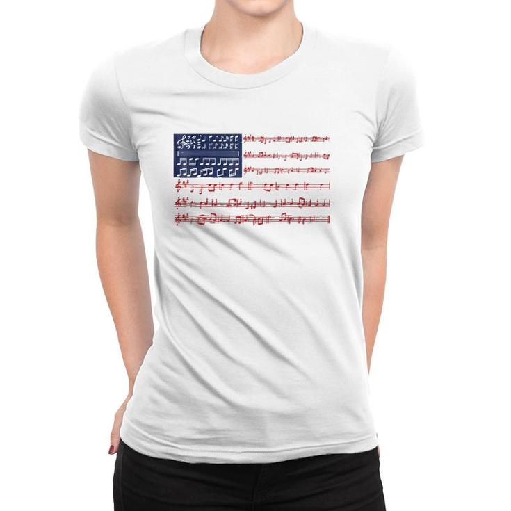 4Th Of July National Anthem Music Note Usa Flag Men Women T-shirt
