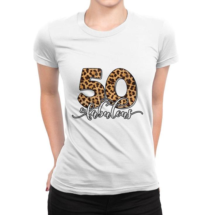 50Th Birthday Fabulous 50 Years Old Cool Leopard Birthday  Women T-shirt