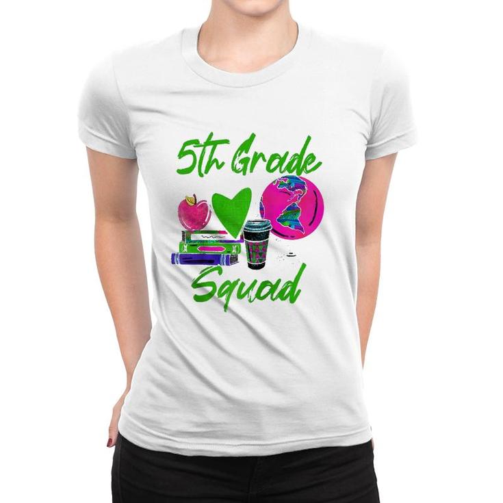 5Th Grade Squad Fifth Grade Teacher Back To School Coffee Raglan Baseball Tee Women T-shirt