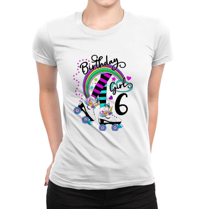 6Th Unicorn Roller Skate Birthday Party For Girls Women T-shirt