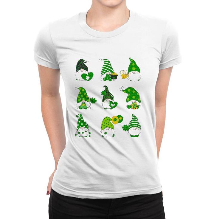 9 Love Gnomes Holding Shamrock Heart St Patrick's Day Women T-shirt