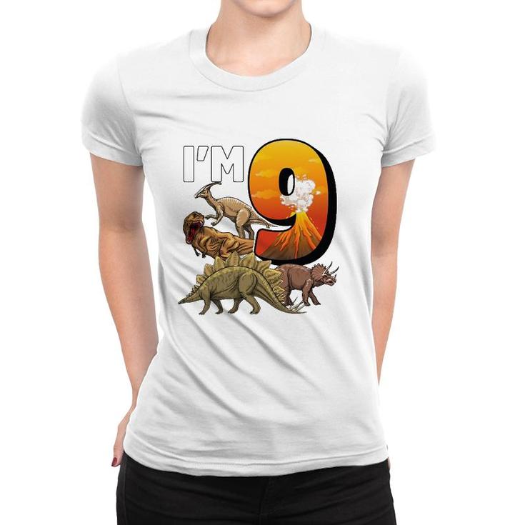 9 Year Old Dinosaurs Birthday 9Th Party Paleontologist Boys Women T-shirt