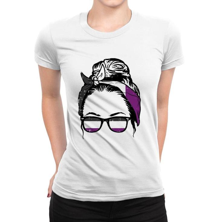 Ace Mom Messy Hair Bun Lgbtq Asexual Pride Women Women T-shirt
