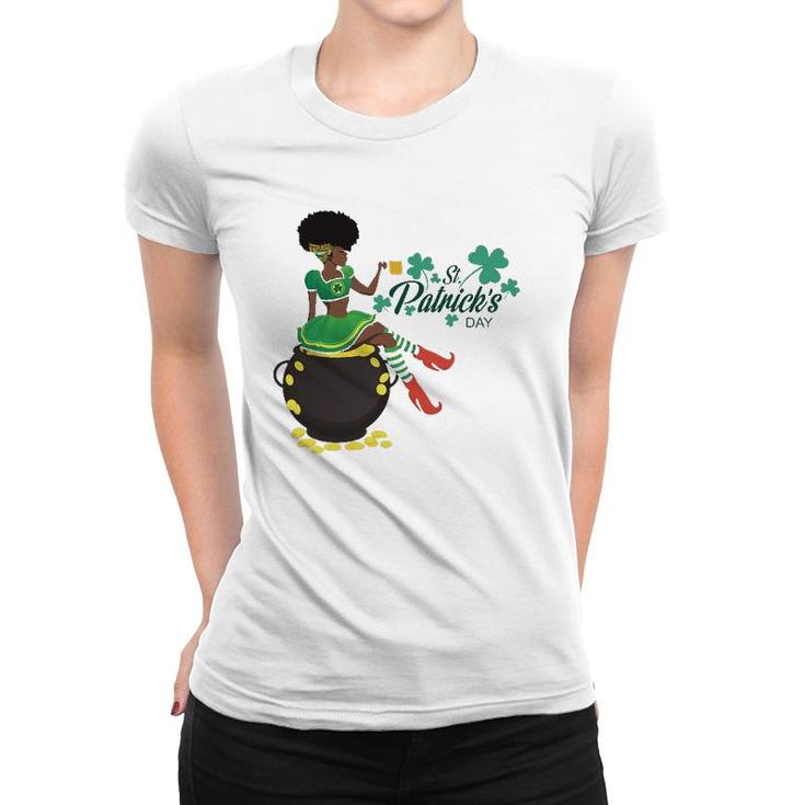 African American Female Leprechaun Beer Women T-shirt