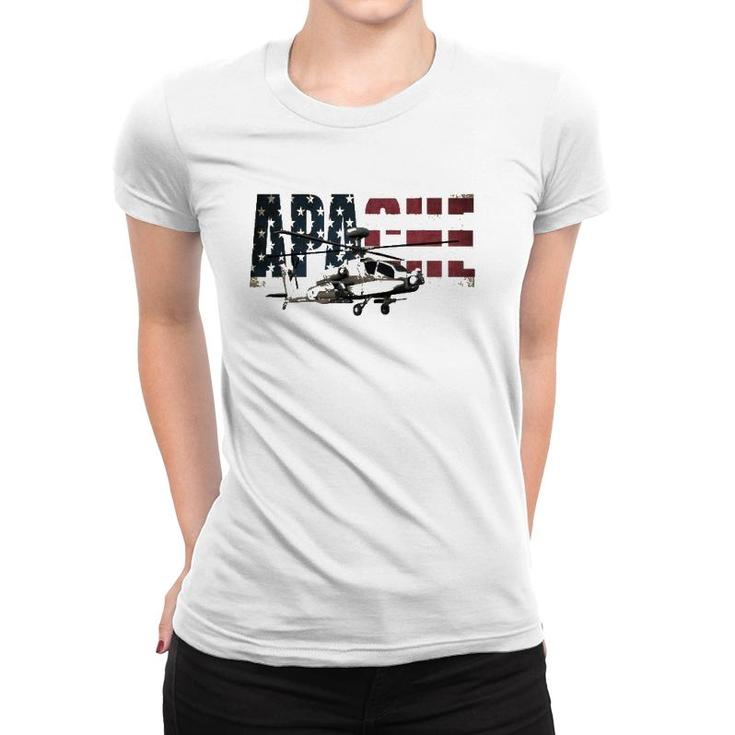 Ah-64 Ah64 Apache Helicopter Us American Flag T  Women T-shirt
