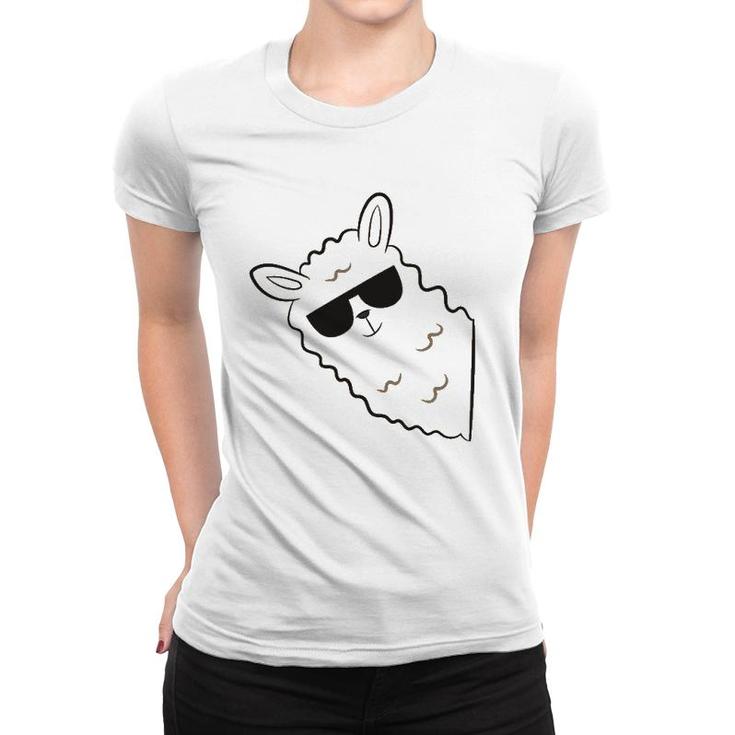 Alpaca Lover Llama With Sunglasses Cute Llama Alpaca Women T-shirt