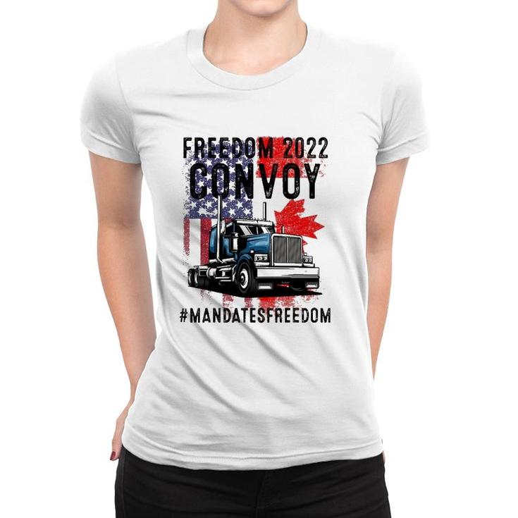 American Flag Canada Flag Freedom Convoy 2022 Trucker Driver Women T-shirt