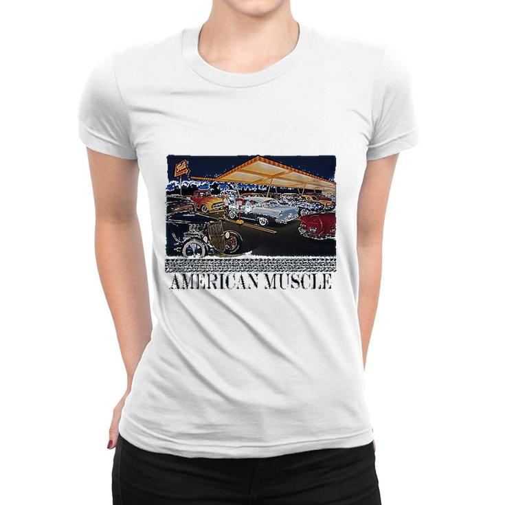 American Muscle Classic Hotrod Car Truck Drive In Cruise Graphic Women T-shirt