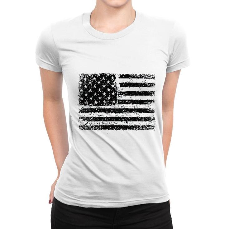 American Us Flag On A Dark Heather Women T-shirt