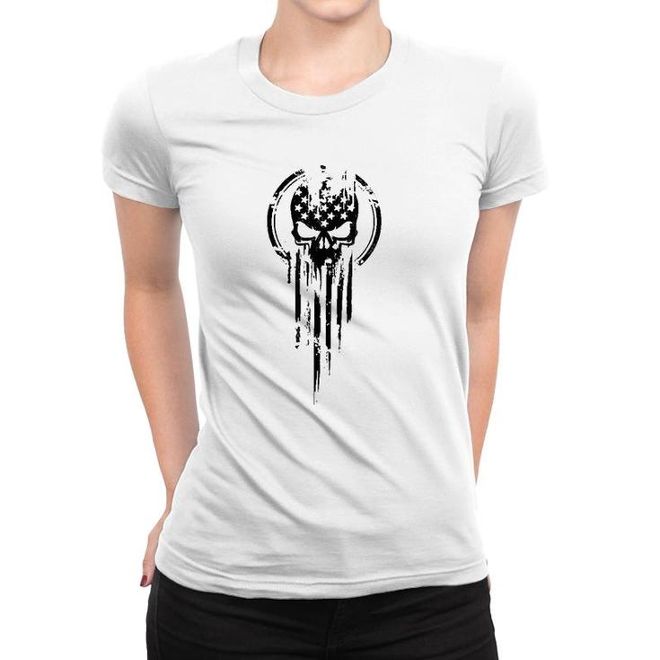 American Warrior Flag Skull Women T-shirt