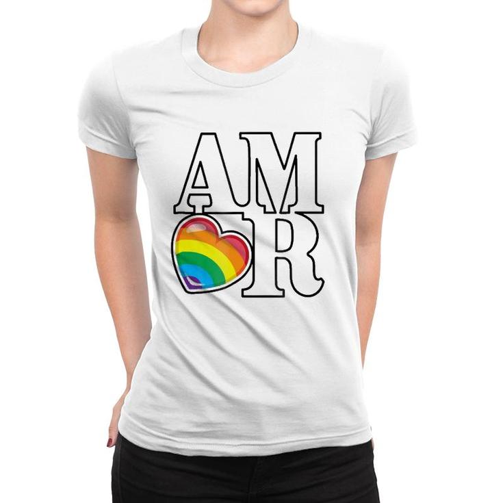 Amor Rainbow Heart Love Women T-shirt