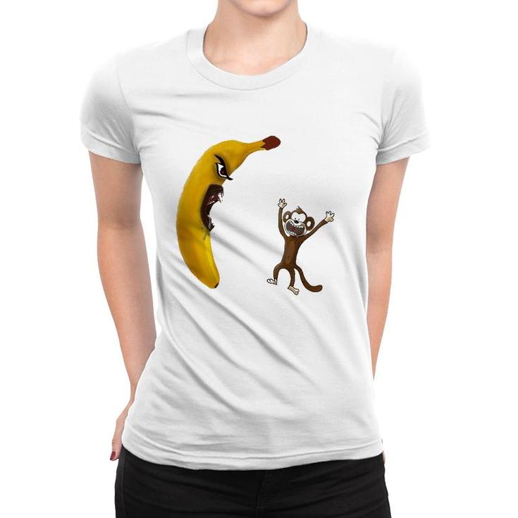 Angry Banana Threaten Monkey Funny Gift Women T-shirt