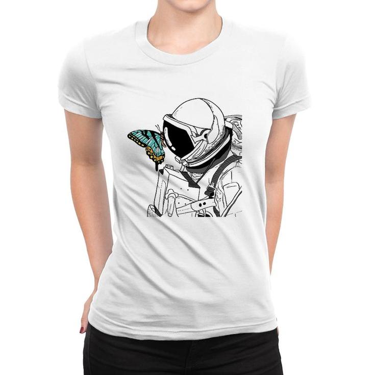Astronaut Butterfly Art Cute Spaceman Insect Surrealism Gift Women T-shirt