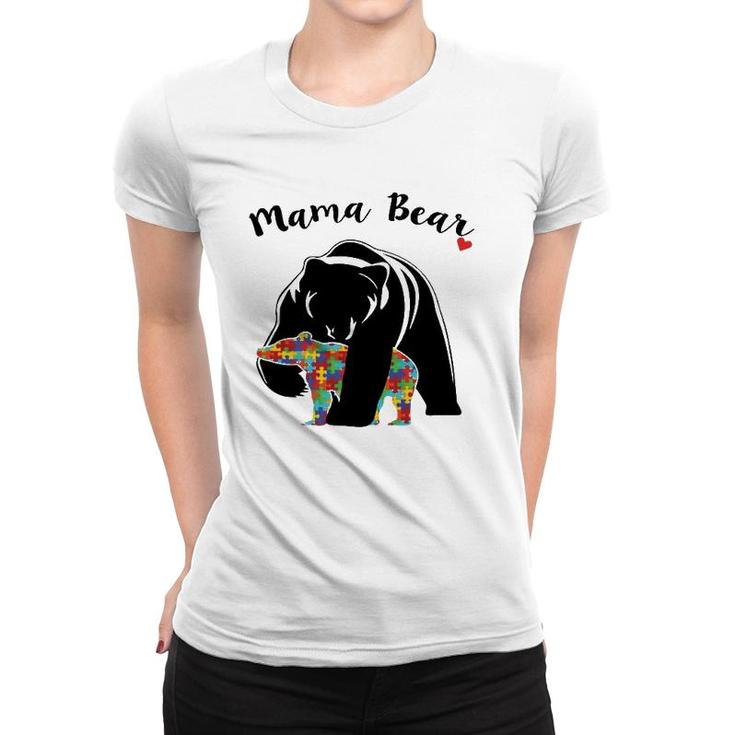 Autism Awareness Mama Bear Support Love Women T-shirt