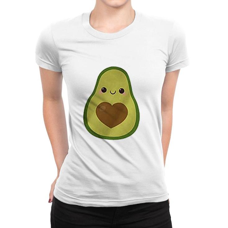 Avocado Letter Print Cute Heart Women T-shirt