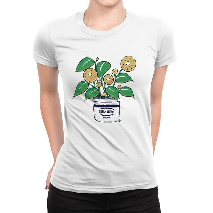 Bagel Plant In A Cream Cheese Planter Funny Women T-shirt