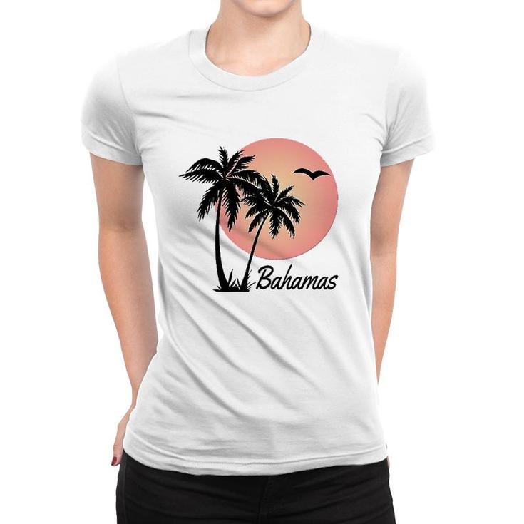Bahamas Souvenir Gift Palm Tree Sun Beach Women T-shirt