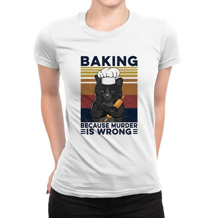 Baking Black Cat Women T-shirt
