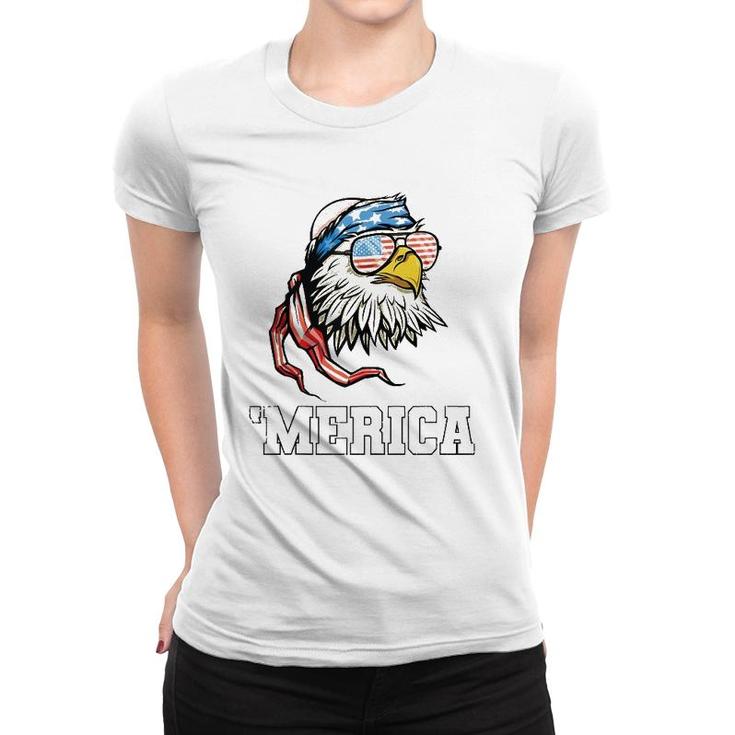Bald Eagle Usa Flag Merica 4Th Of July Patriotic  Women T-shirt