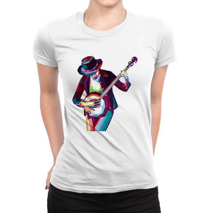 Banjo Man Bluegrass Player Rock Guitar Jamily Music Festival Women T-shirt