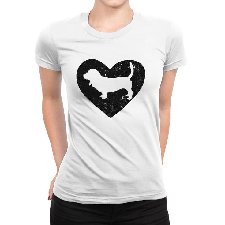 Basset Hound Dog Lover Heart Women T-shirt