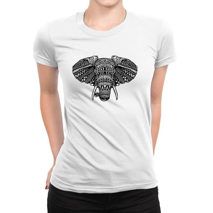 Beautiful African Elephant In Mandala Style, African Animals Women T-shirt