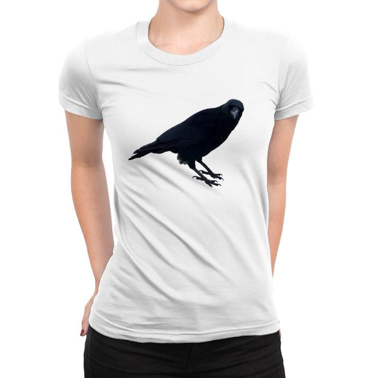 Beautiful Curious Black Crow Raven Bird Silhouette Women T-shirt