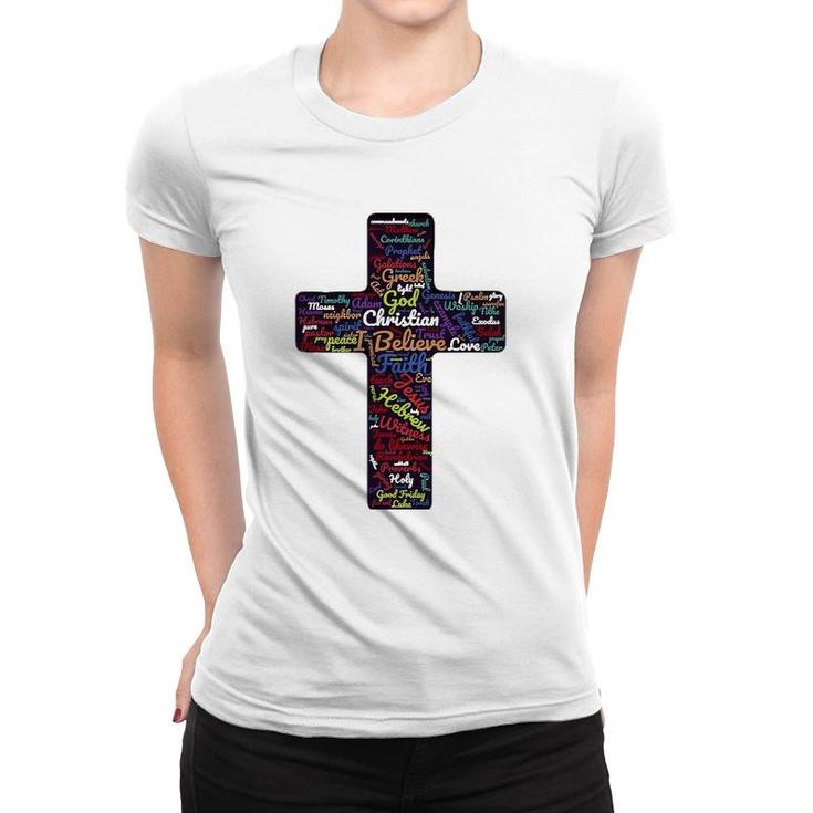 Biblical Christian Cross God Faith Gift Women T-shirt