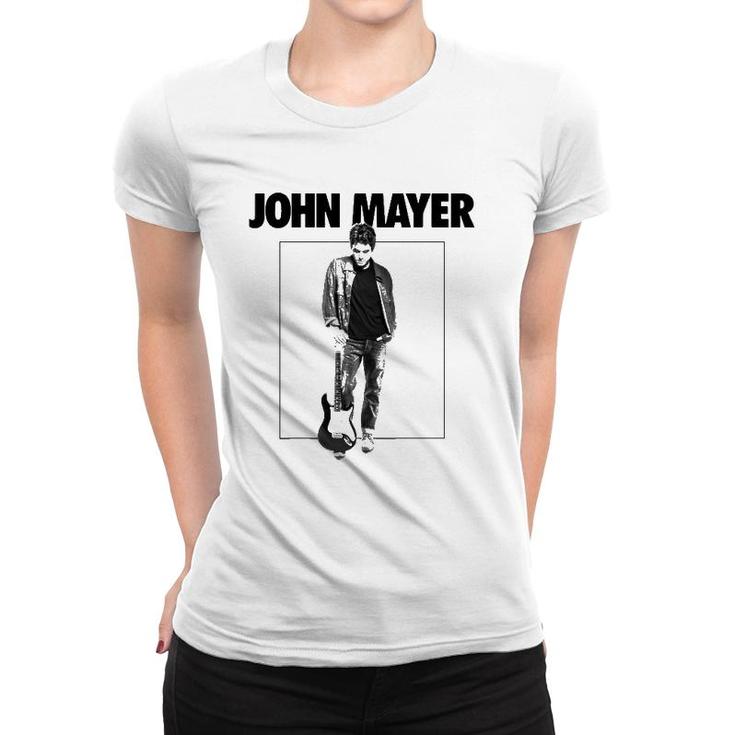 Black And White Johns Mayer Face Beautiful Design Art Music Women T-shirt