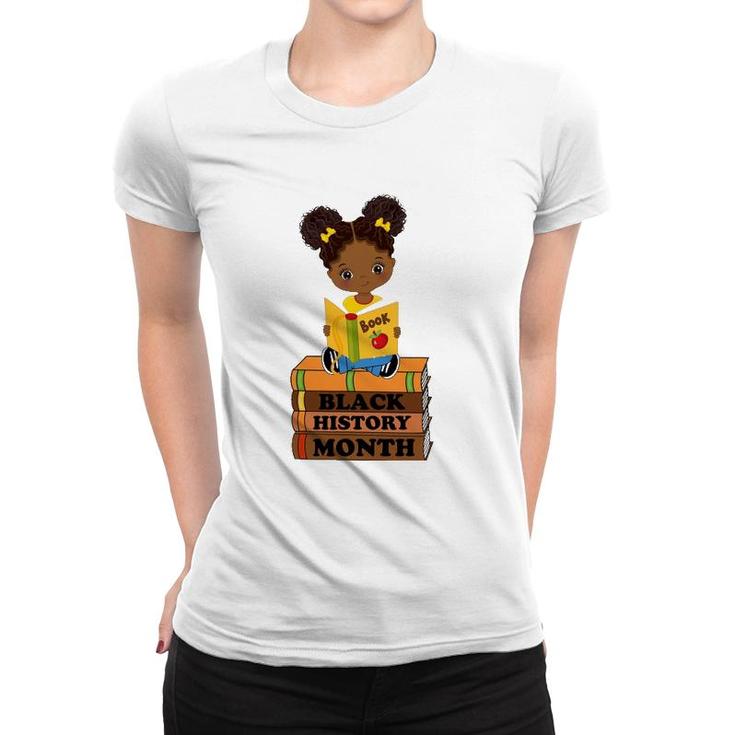Black History Month Girl Reading Book African Pride Melanin Women T-shirt