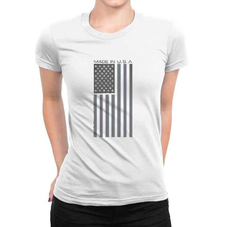 Black Made Usa Flag Subdued Women T-shirt