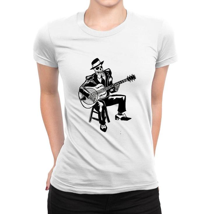 Blues Music Skeleton Bluesman Women T-shirt