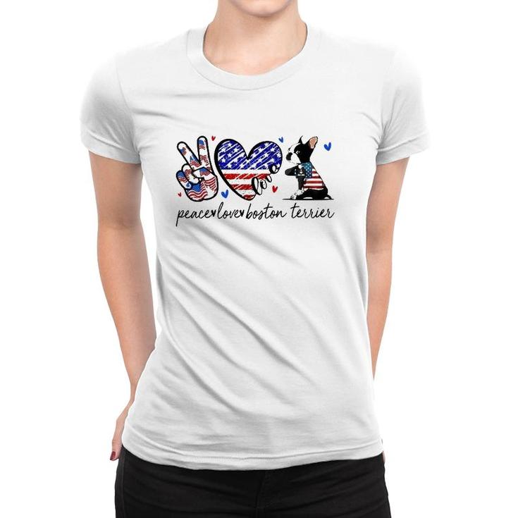 Boston Terrier Dog Lover Usa Flag 4Th Of July Women T-shirt