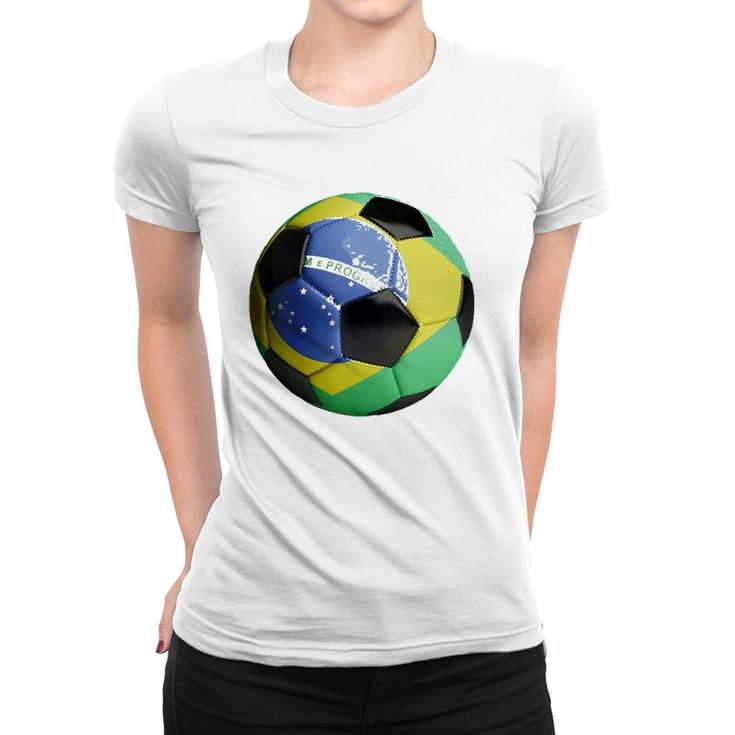 Brazil Flag Football Soccer Ball  Women T-shirt