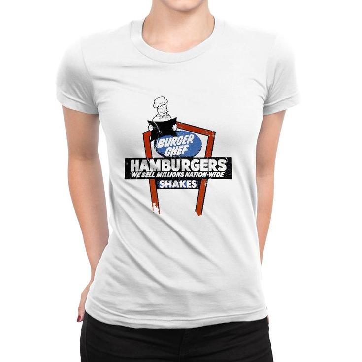 Burger Chef Vintage Sign Hamburgers Lover Gift Women T-shirt