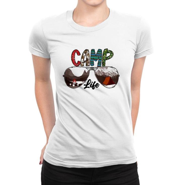 Camping Life With Sunglasses Sunset Tent  Women T-shirt