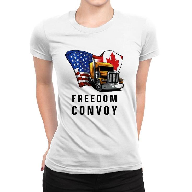 Canada Flag Freedom Convoy 2022 Canadian Trucker Maple Leaf  Women T-shirt