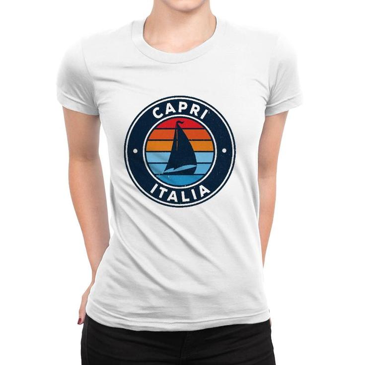 Capri Italy Vintage Sailboat Retro 70S  Women T-shirt