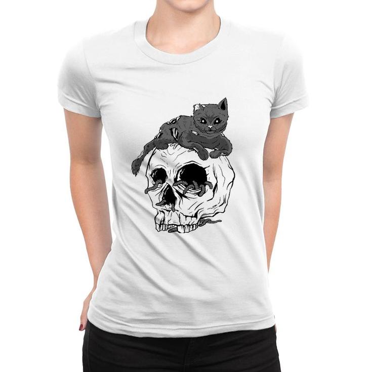 Cat Skull Occult Pagan Goth Gifts Women T-shirt