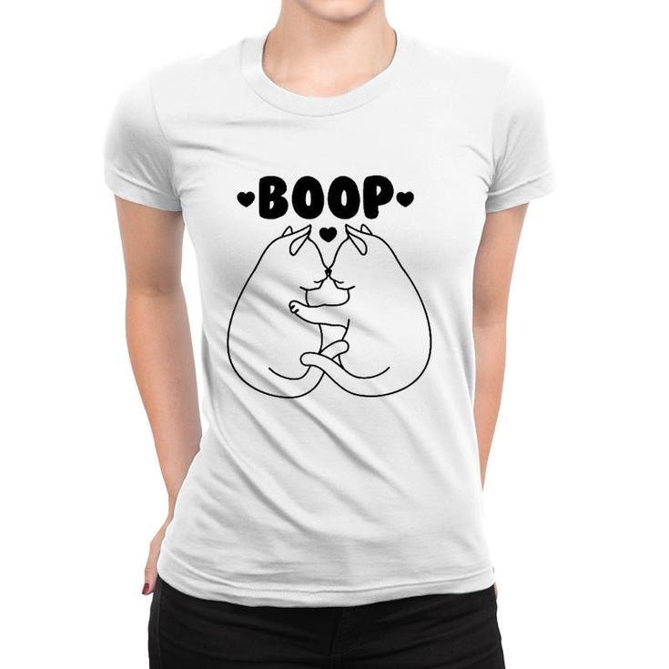 Cats Booping Noses Funny Cat Boop Women T-shirt