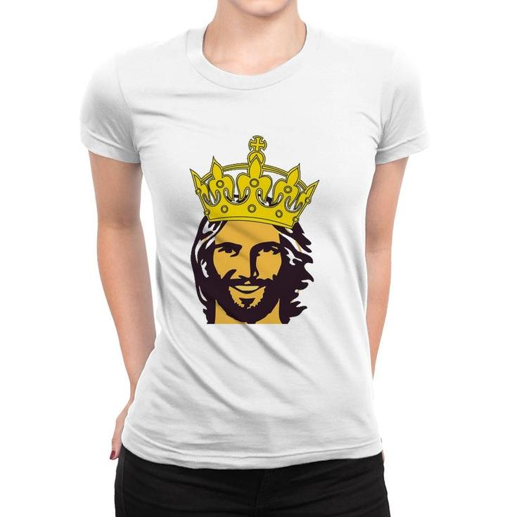 Christian Faith Jesus With King Crown Design Women T-shirt